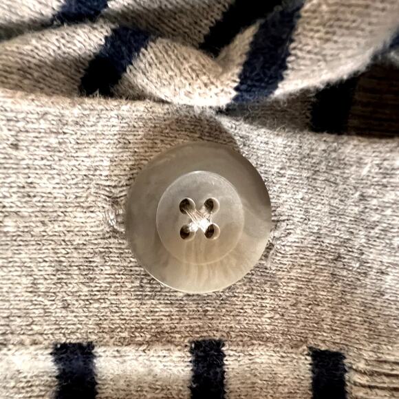 American Eagle Stripe Cotton Cardigan Bella Swan Vintage Preppy Gray M - Picture 7 of 9